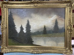 ÓRIÁS MÉRET! Szepesi Kuszka Jenő (1885 - 1948): Tátrai táj, 105*71 cm + keret!!!