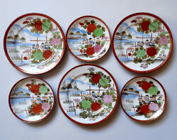 Vintage antik Kutani keleti japán kézzel festett jelzett japán tojáshéj porcelán készlet tál tányér
