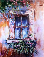 " Mediterran ablakos  "  -B. Molnár Ilcsi alkotás
