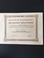 Molnár János Imre Lakberendezési Részvénytársaság Részvény 1923.