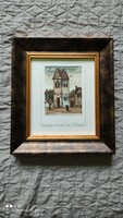 Péli Emődi Etelka Szászkézd 1991 keretezett akvarell festmény