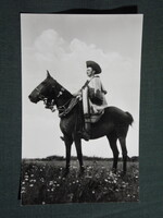 Képeslap,Hortobágy,csikós a lovával látkép,részlet, 1963-