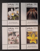 2007. MALDÍV-szigetek - Virágok - Orchidea sor - postatiszta  (V-403.)