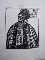Perei Zoltán( 1913 - 1992 ): Férfi arckép XVII.sz.  lapdúcmetszet