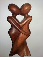 CSODASZÉP IPARMŰVÉSZ  Art Deco RÓZSAFA SZOBOR - CSÓKOLÓZÓ TÁNCOLÓ SZERELMESPÁR 25 cm a képek szerint