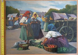 Gazdag József - piac festmény