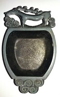 Régi Iparművész fém CSODASZARVAS (réz-ón ötvözet) hamutartó Л Ц  jelzésű 12X7,5X2,5 cm képek szerint