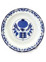 Retro, vintage 4db kék mintás, német Colditz Inglasur porcelán lapostányér, tányér