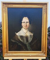 Antik (1810-1820) Biedermeier Női Nemesi Portré Olaj Festmény!!