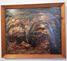 Klie Zoltán : Borospince Képcsarnokos olajfestmény