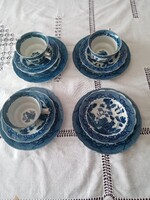 Willow mintás kék - fehér  angol  porcelán reggeliző készlet : csésze, csészealj, tányér
