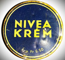 Vintage 1960'S NIVEA krém fém kerek klasszikus doboza a képek szerint