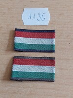 MH NEMZETI SZÍNŰ ZÁSZLÓ SZALAG FELVARRÓS BARNA SZEGÉLY 3,5 X 2 cm ÉS KÉK SZEGÉLY 2 DB 1136.
