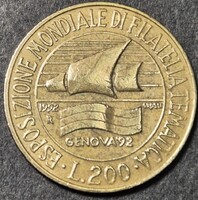 Olaszország 200 Líra, 1992., a Genovai Bélyegkiállítás.