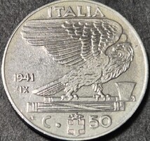 Olaszország 50 Centesimi, 1941., mágneses