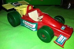 Retro trafikáru bazáráru F 1 műanyagautó piros - sárga versenyautó CASTROL 17 cm a képek szerint