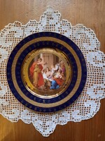 AltWien jelzéssel, osztrák-cseh porcelán tányér, történelmi jelenetes