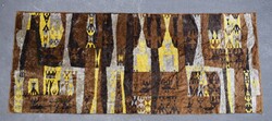 Retro mintás falvédő , falidísz , mid century modern iparművészeti selyemmokett 180 x 75 cm nagy