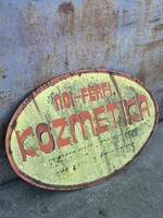Női fèrfi kozmetika retro kèzzel festett reklàm tabla cègèr  ovàlis dekor desing felirat