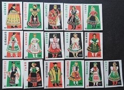 Gy270 / 1962 Népviseletek gyufacímke 16 db-s teljes sor