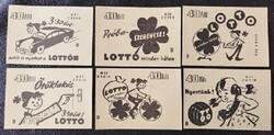 Gy199 / 1958 Totó- Lottó  gyufacímke 6 db-s teljes sor
