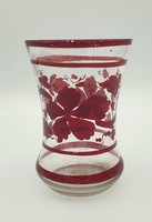 Antik, XIX század végi, bíborpácolt biedermeier borospohár