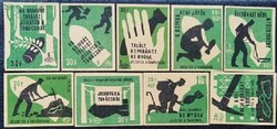 Gy235 / 1960 Bomba gyufacímke 9 db-s teljes sor