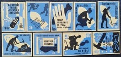 Gy234 / 1960 Bomba gyufacímke 9 db-s teljes sor