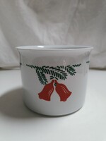 Zsolnay karácsonyi mintás porcelán virág kaspó - 11 x 15,5 cm, normál méretű
