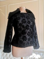 BlackWhite Ute Hentschel 38-as  moher-gyapjú handmade designer blézer