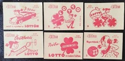 Gy200 / 1958 Totó- Lottó  gyufacímke 6 db-s teljes sor