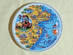 Falitányér porcelán dísz tányér Costa Brava szuvenír emléktárgy