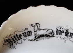 Antik porcelán kutyás csonttányér / csontos tányér