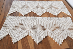 Régi PÁR Gyönyörű kézi horgolt filé vitrázs függöny 63 x 36