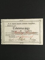 Magyar Királyi Vasgyárak Fogyasztási Szövetkezete Zólyom-Brézón Üzletrészjegy  1906.
