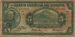 5 boliviano bolivianos 1928 Bolivia I.kiadás
