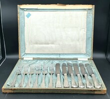 Szecessziós WMF, ezüstözött, Albert Mayer süteményes készlet, desszertes készlet