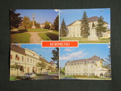 Képeslap,Körmend,mozaik,Batthyány kastély,Mária szobor,park,utca látkép,részlet, 1984-  ,sérült,