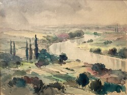 Béla Gebhardt (1901-1990): After the Rain - watercolor, 1940s