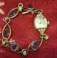 Bulova 17 jewels női karóra, ékszer óra, nagyon régi,belül rubinokkal, gyémántokkal,szíján ametiszt