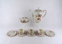 1U763 Régi német vajszínű virágmintás KPM porcelán kávéskészlet