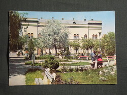 Képeslap,Kiskunhalas,Lenin tér,park látkép,részlet, 1968-   ,sérült,
