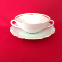 Német porcelán, Art deco. Bavaria kétfülü leveses tálka, Seltmann Weiden, porcelán( 5 szett)