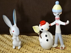 ŐSZ SZABÓ ANTÓNIA ( 1938 - ): RETRO AQUINCUMI PORCELÁN KISFIÚ HÓEMBER NYÚL PUTTONY