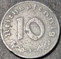 Németország - Harmadik Birodalom 10 reichspfennig, 1941., Verdejel "F" - Stuttgart