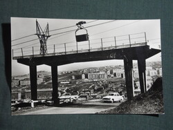 Képeslap,Komló,Somágtető,Szénszállító Drótkötélpálya,Wartburg autó látkép,részlet, 1963-
