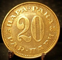 Jugoszlávia 20 para, 1981 B13E3
