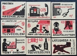 Gy246 / 1963  Tűzvédelem  gyufacímke 9 db-s teljes sor