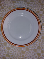 Alföldi menzás, sárga-barna csíkos porcelán ﻿süteményes tányér, 17,5x2cm magas