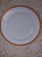 Alföldi menzás, sárga-barna csíkos porcelán lapos tányér, 24x2,5cm magas